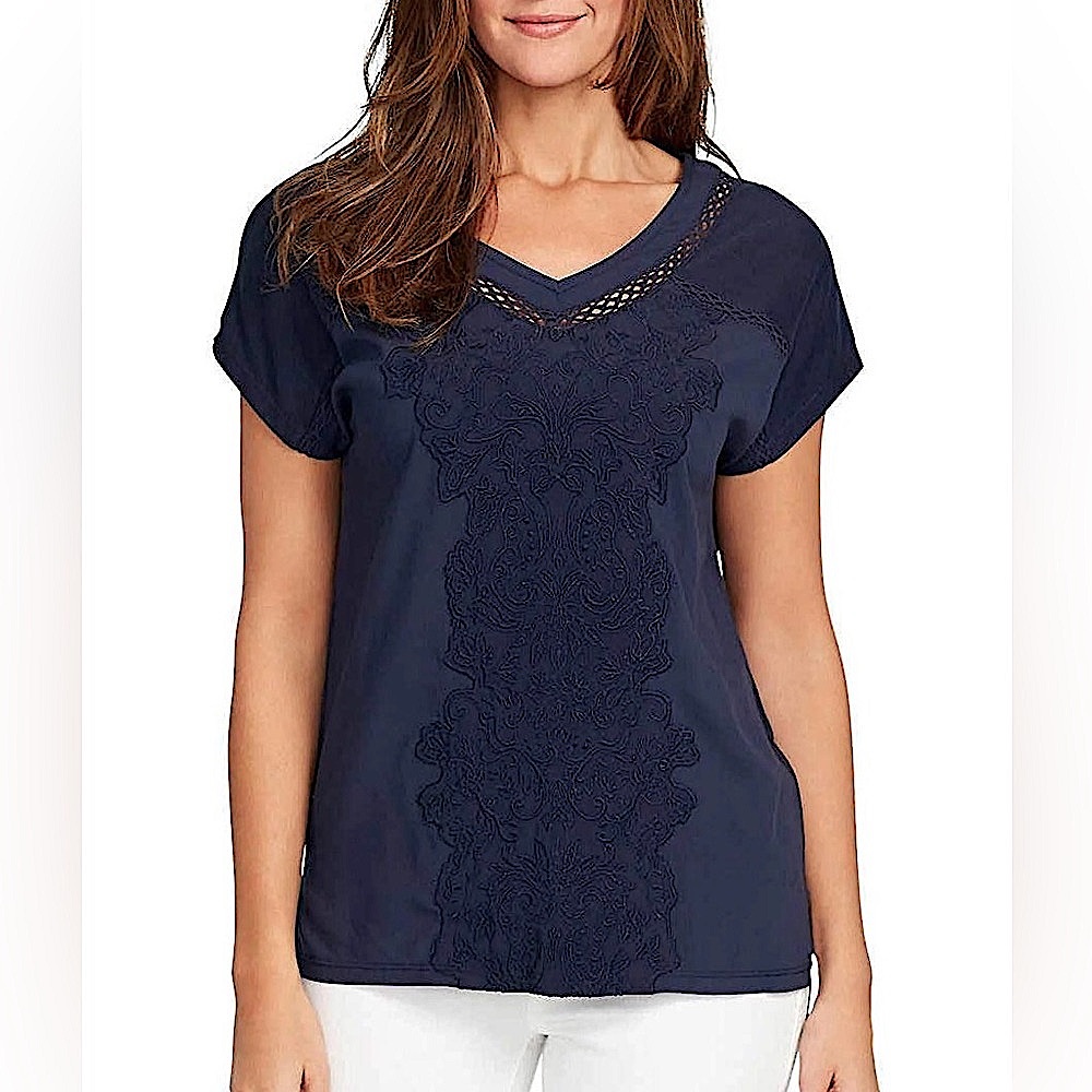 Blue Embroidered Top